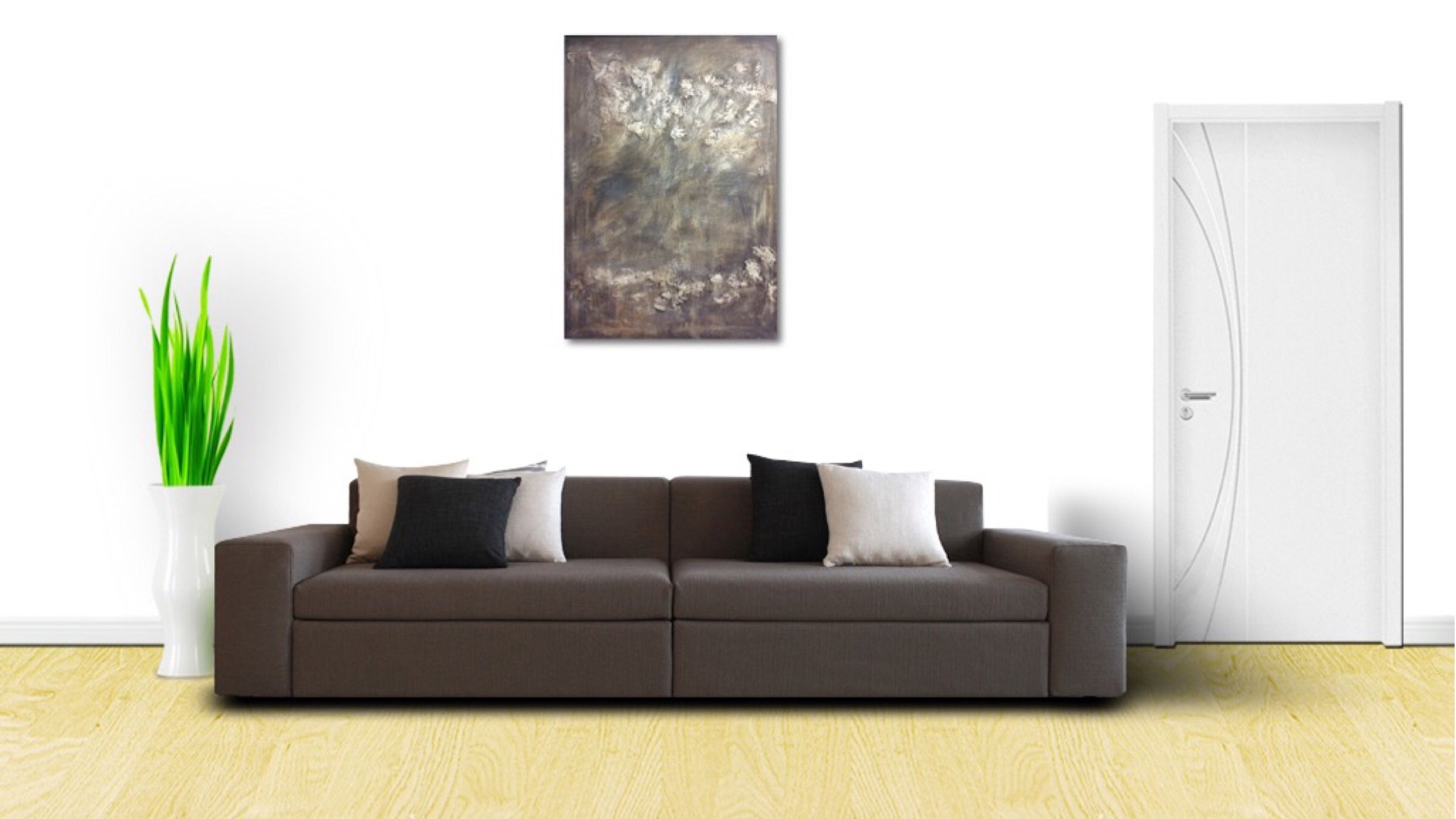 Interior design: Textured abstract painting in dark tones