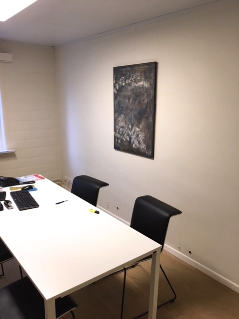 Interior design: Textured abstract painting in dark tones