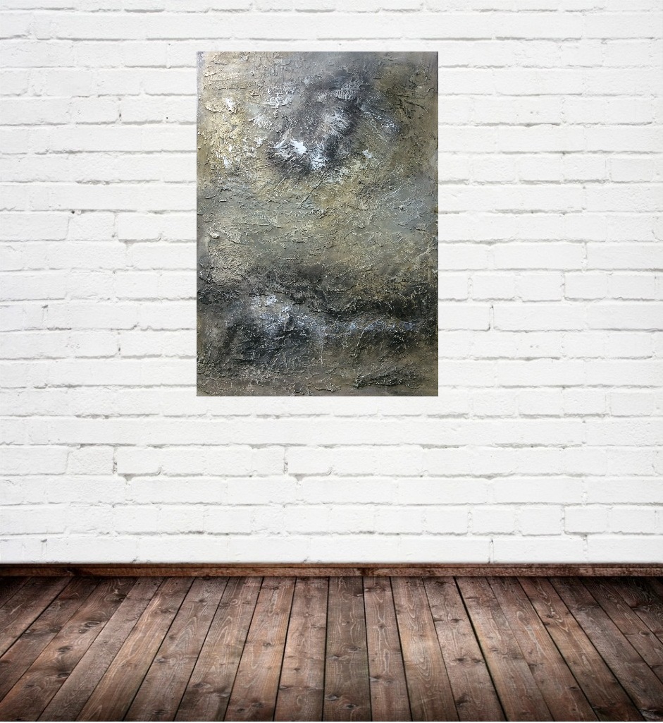 Interior design: Textured abstract painting in neutral colors