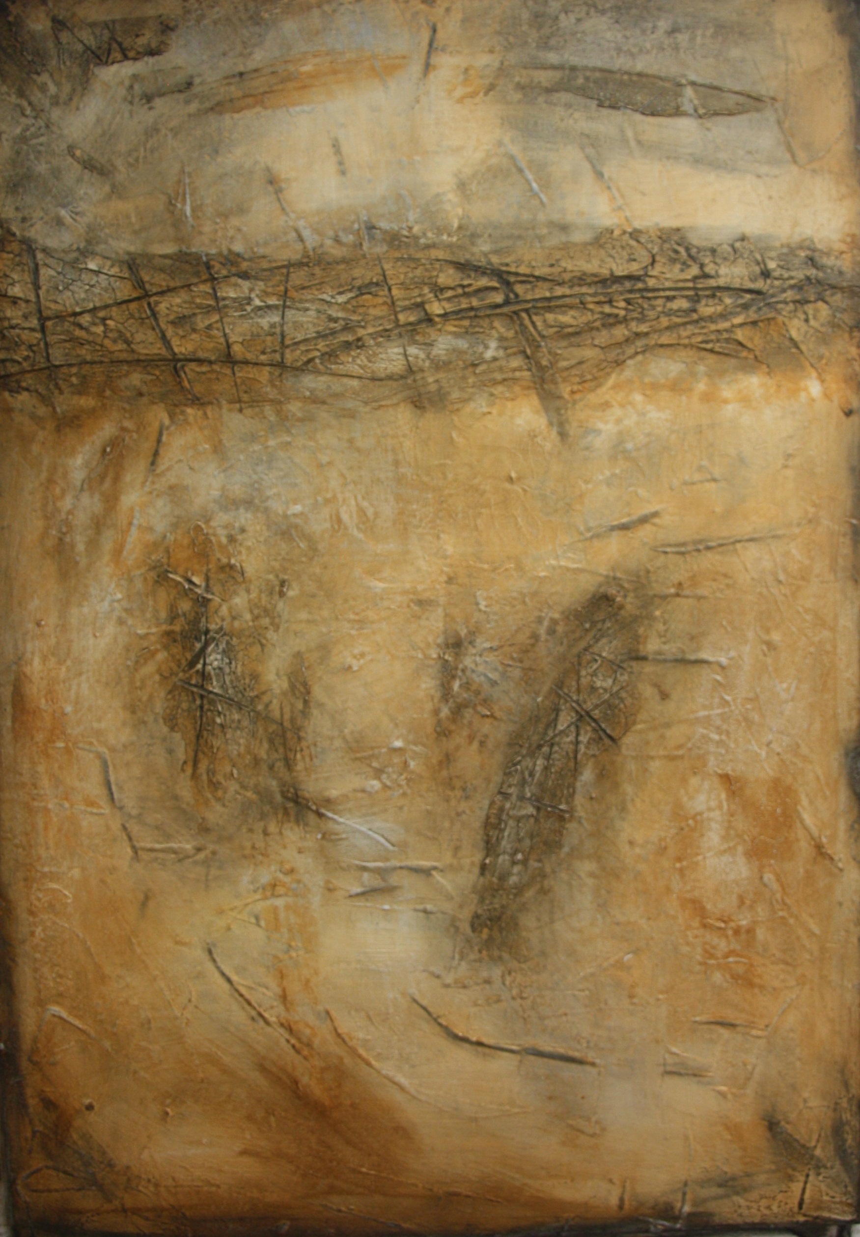 Abstract textured painting in brown tones