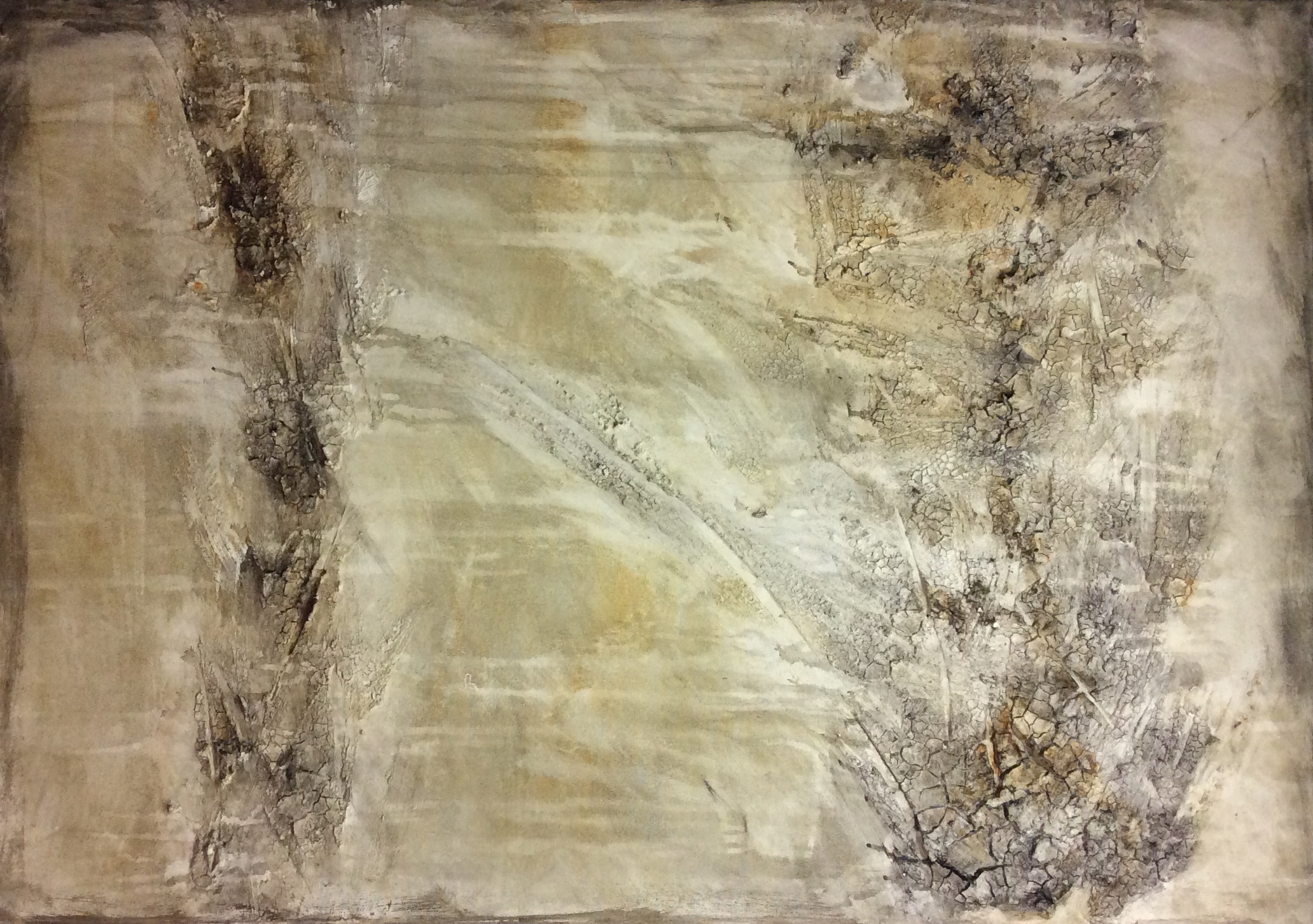 Abstract schilderij met textuur in lichte kleuren