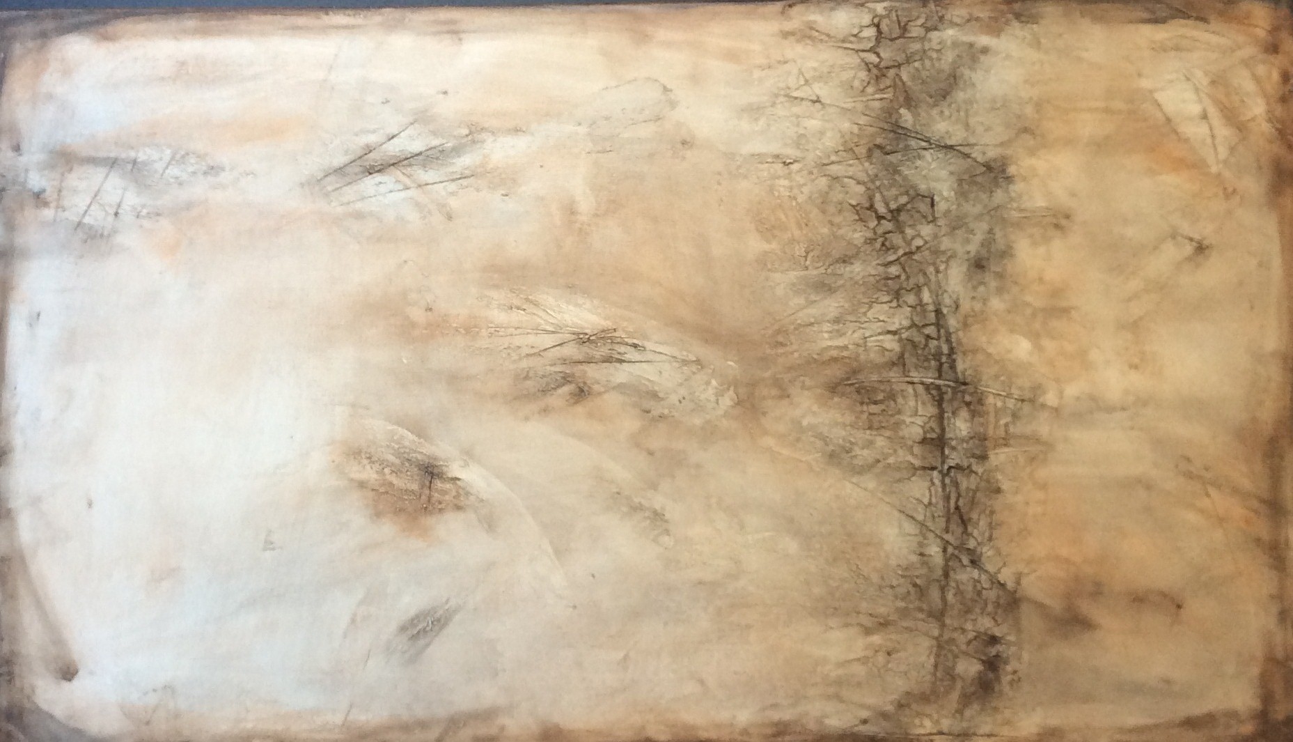 Abstrakt schilderij met textuur in verschillende bruintinten