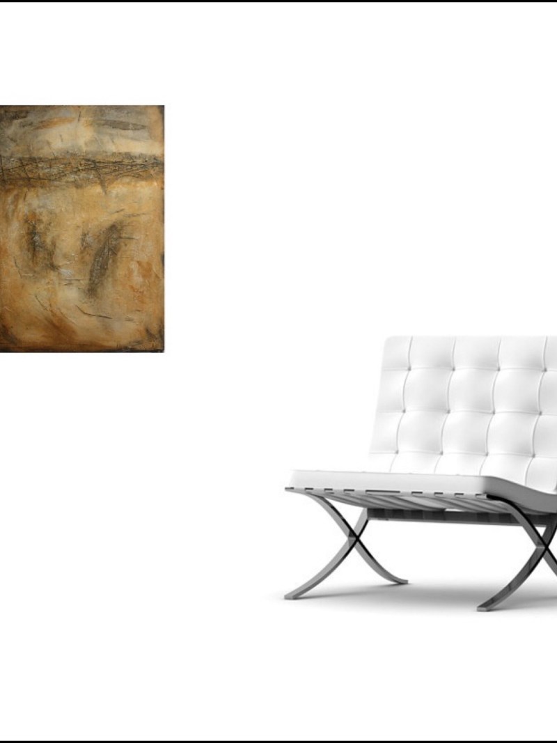 Interior design: Textured abstract painting in earth colors