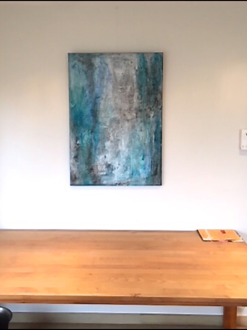 Interior design: Textured abstract painting in different shades of blue
