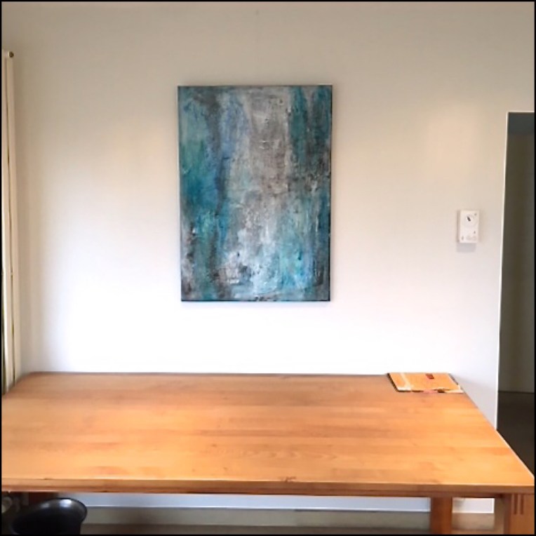 Interior design: Textured abstract painting in different shades of blue