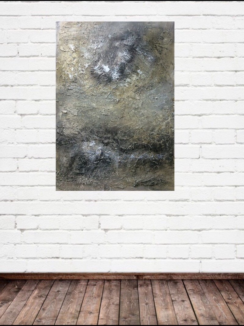Interior design: Textured abstract painting in neutral colors