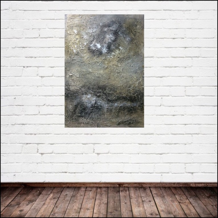 Interior design: Textured abstract painting in neutral colors